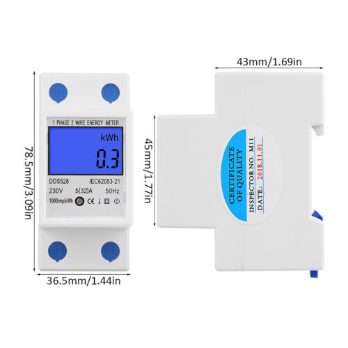 5‑32A 50Hz LCD Display Single Phase Energy KWh Meter DIN Rail Mounting DDS528 U - Picture 5 of 14