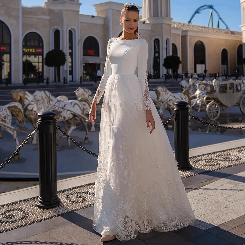 ebay beach wedding dresses White/Ivory Two Pieces Mermaid Wedding Dress Off Shoulder Lace Beach Bridal Gown