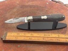 Vintage Cattaraugus 1 blade Swell End Jack Knife black wood handle--3268.24