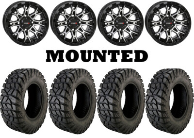 Kit 4 Moose Rigid Tires 28x10-14 on System 3 ST-6 Machined Wheels CAN