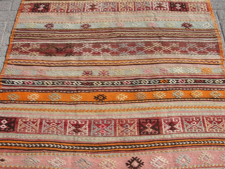 Alfombra Kilim Azteca Corredor, Alfombra para Salón, Alfombra Bohemia, Alfombra Kelim, Foto 4 de 4