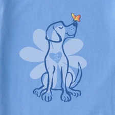 NWT Women's Life is Good Spring Daisy Dog Blue Sleeveless High-Low Crusher Tank