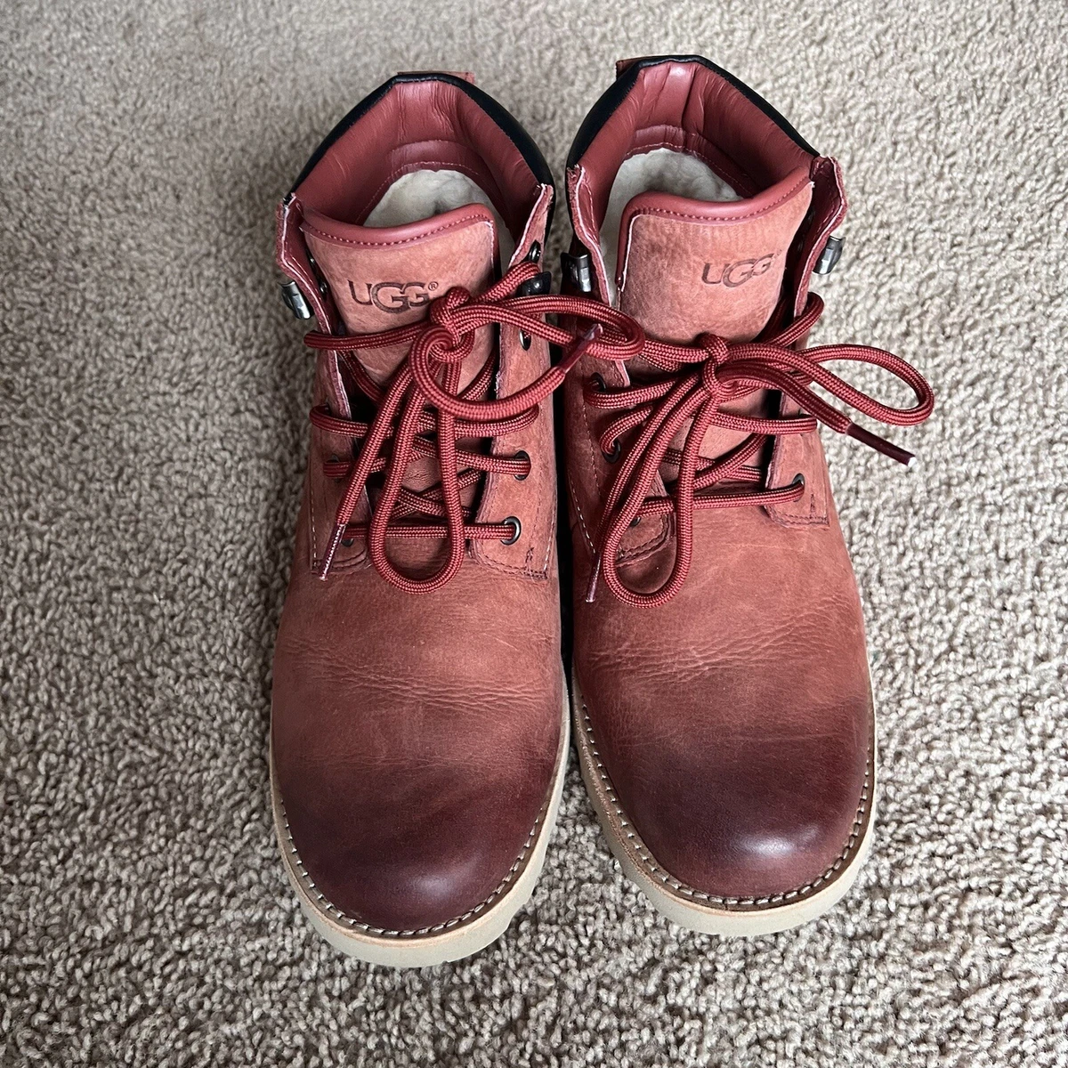 UGG Men s Waterproof Red Oxide Boots Size 8 UGGpure wool lining eBay