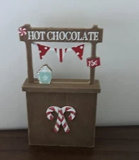 New Sleigh Bell Bistro “HOT CHOCOLATE 25 Cents” Wooden Stand 6”