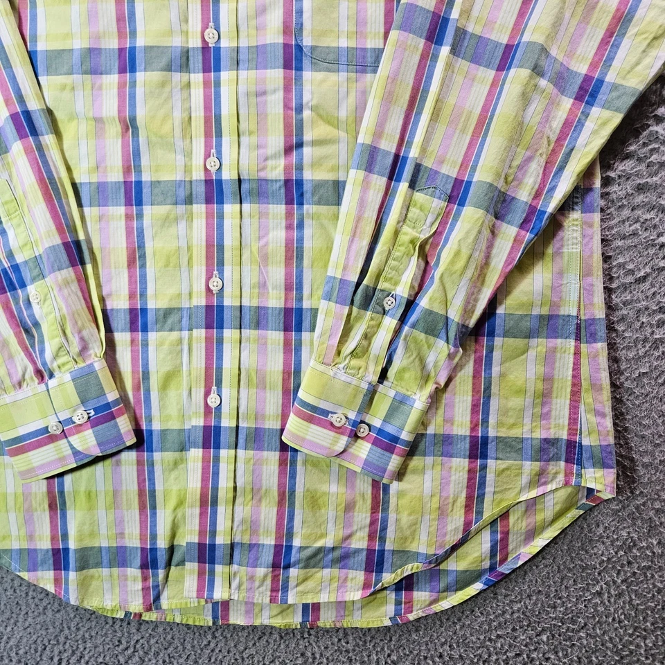 J McLaughlin Shirt Men Medium Button Up Long Sleeve Colorful Multicolor Plaid - Image 3 of 4