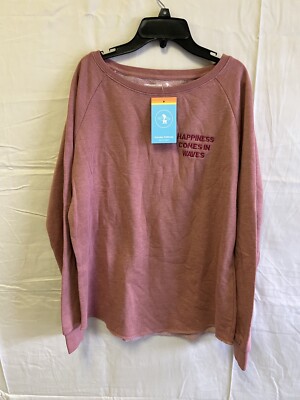 Everyday California Happiness Comes In Waves Drift Away Crewneck rose sz L NWT