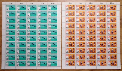 50 x Bund Nr. 811 - 812 Bogen - Satz postfrisch Fußball WM BRD 1974 Formnummer 2 - Bild 1 von 4