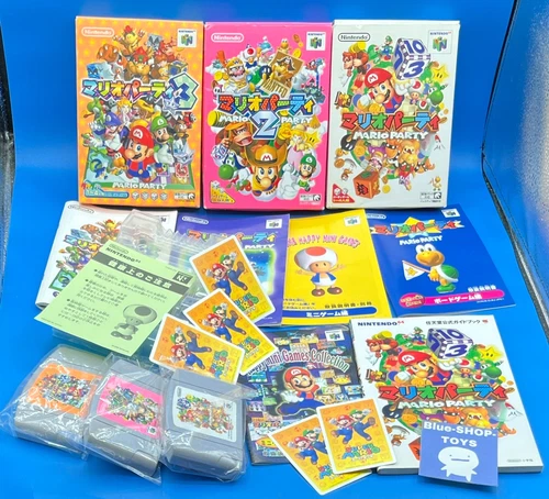 Lot 12 Nintendo 64 Mario Party 1 2 3 Box＋All manual +Book ( Mario doll ) + jp