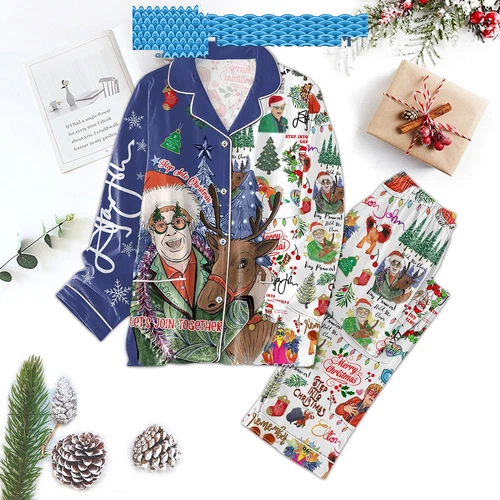 Elton John Rocket Man Christmas Pajama Set for Adults