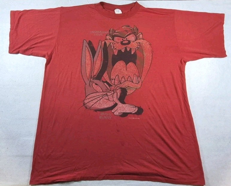 Vtg 90s Taz Looney Tunes Cartoon Graphic T Shirt One Size Fits All (Very Large)