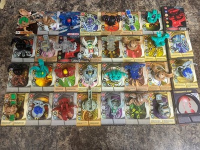 Bakugan Battle Brawlers B2 Lot of 32 Figures with lots of cards and Accessorie
