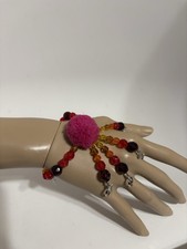 Vtg Christian Dior by John Galliano Multicolor Bead Pom Pom Logo Bracelet