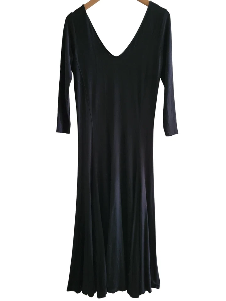 Ralph Lauren Black Label Double Black V Neck Midi dress size Medium Quiet Luxury - Image 2 of 4