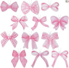 12Pcs Pink Coquette Bow Car Air Freshener Hanging Aesthetic Car Diffuser Pink