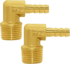 Brass Hose Fitting,90 Degree Elbow,1/4" Barb X 3/8" NPT Male Pipe Water/Fuel/Air