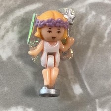 Vintage Polly Pocket Flutter Fairy Figure Bluebird Purple Flower Crown Wand