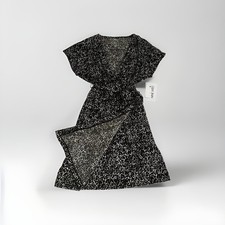 Nine West Faux Wrap Dress Womens L Kimono Stretchy Comfort Artsy Career NWT $40