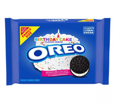 Oreo Birthday Cake Creme Chocolate Sandwich Cookies Family Size - 17oz