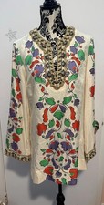 Tory Burch Legacy Paisley Crystal Embellished Silk Tunic Sz 10 (new defect)