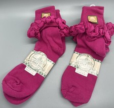 Vintage 90s Women's Double Ruffle Frilly Ankle Cuff Socks New Cotton USA Pink