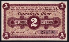 Germany Merseburg 2 Pfennig 1917 WWI Vintage Emergency Paper Money Banknote UNC