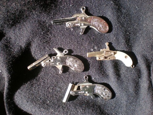 4 Berloque Miniature 2mm Pinfire Fob Mini Pistol LITTLE ATOM GUNS FOR ...