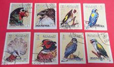 Manama Stamps Sc #407-414 - CTO, OG -Birds of the World 1972 - FREE Ship