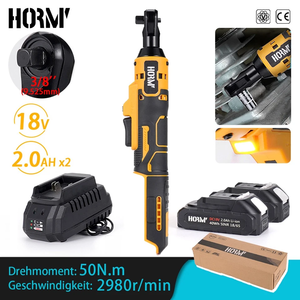 3/8'' Akku-Ratsche Ratschenschlüssel Elektrische Knarrenschlüssel Satz 50 Nm DE - Bild 2 von 4