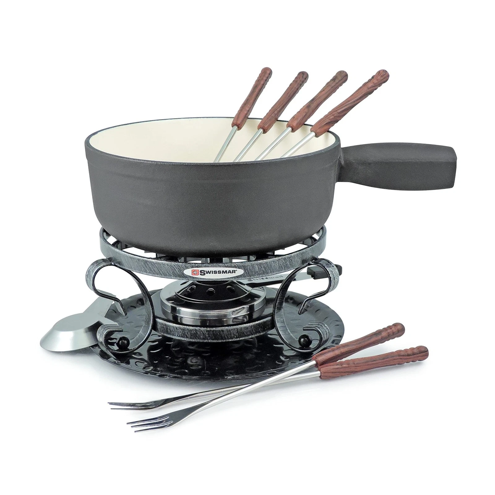 Swissmar Lugano Cast Iron Cheese Fondue Set, 9-Piece, 2 QT / 2 L - Ideal for ...