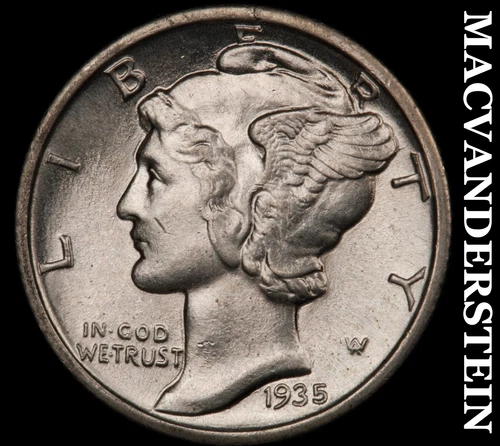 1935 Mercury Dime- Full Split Bands Choice Gem Brilliant Unc++++ Luster #i2418