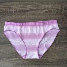 Pink By Victoria  s Secret Medium Purple Stripe Seamless Bikini Panties