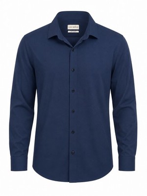 LUCKY Brand 4-Way Stretch Dress Shirt Blue Men s Large 16-16.5 32/33 L/S Button