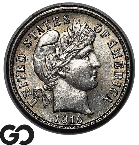 1916 Barber Dime, Very Nice Album Gem BU++