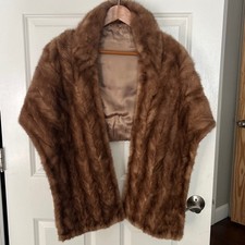 Mink Stole medium golden Brown Fur Shawl Wrap