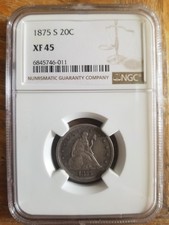 1875S 20 Cent Piece  - NGC XF45