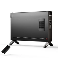 Portable Electric Heater-1500W Convection Panel Heater with Fan & ECO Mode, Q...