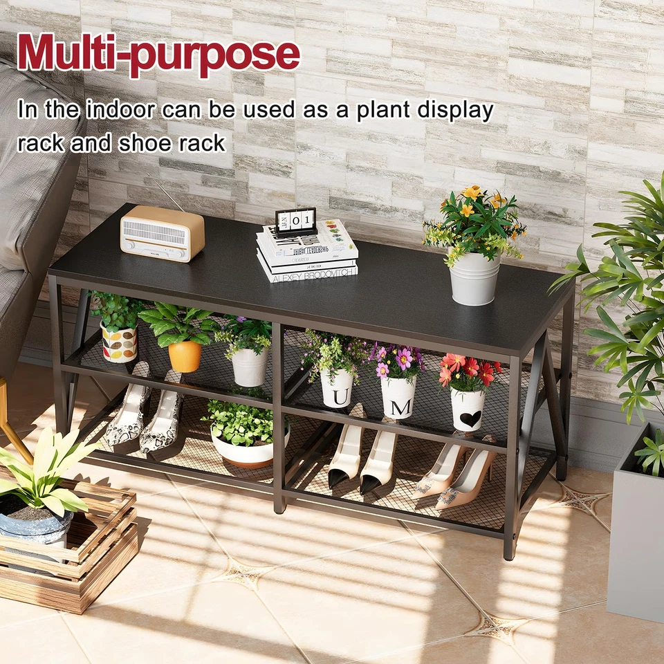 TV Stand for TVs up to 60 Inch, 43" Long Industrial TV Console Table with 3-T... - Image 3 of 4