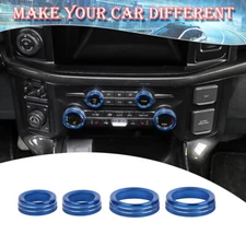 AC Air Conditioner Audio Volume Switch Knob Trim Ring For Ford F150 2021-23 Blue