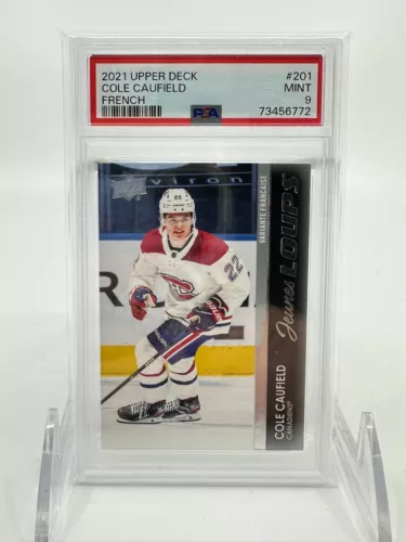 2021 Upper Deck Cole Caufield #201 French Variation Young Guns PSA 9 Rookie RC