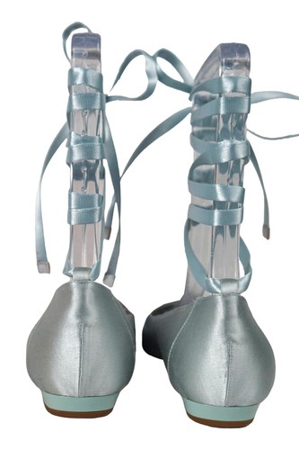 GIUSEPPE ZANOTTI 37 Pastel Blue Satin Lace Up Ballet Flats 6.5 BRAND NEW - Picture 4 of 5