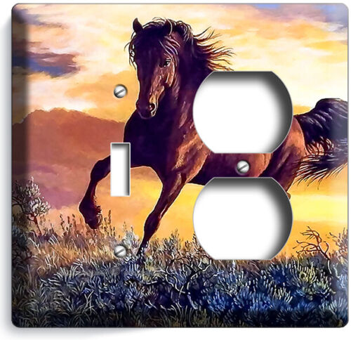 INTERRUTTORE LUCE CAVALLO PRATERIA MUSTANG SELVAGGIO MARRONE PRESA PIASTRA DA PARETE COUNTRY HD DECORO - Foto 26 di 34