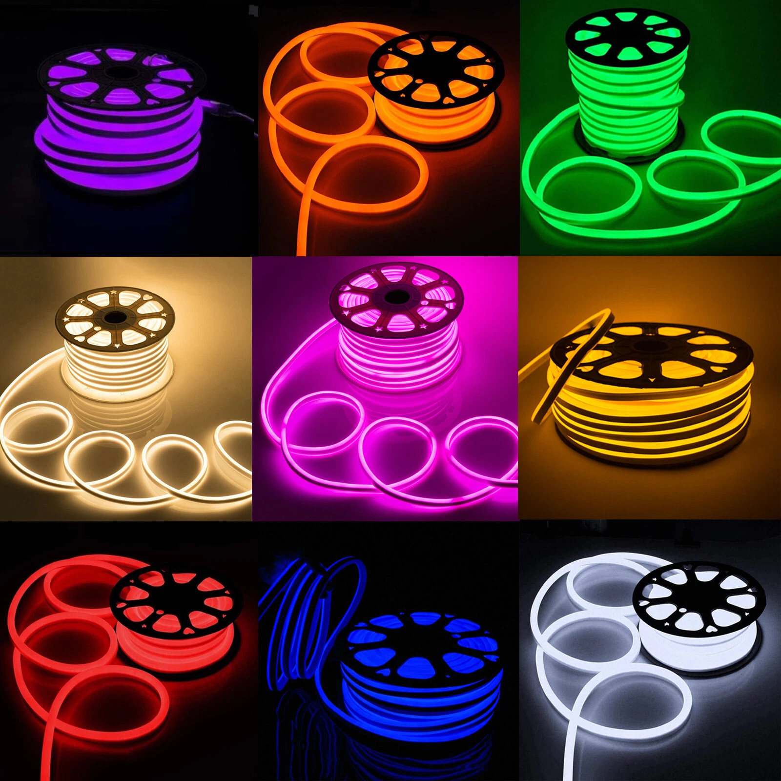 100ft LED Neon Rope Strip Lights Waterproof Commercial Home Garden Party Decor