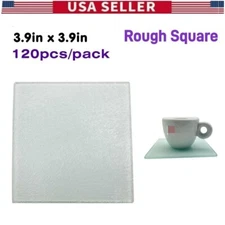 120Pack 3.9in Rough Glass Sublimation Blanks Coasters with Coating and Foot Pads
