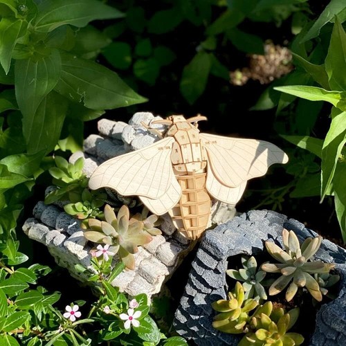 Tsukurundesu®, Wooden puzzle, 3D, Insect, (Silkworm moth), Realistic - Picture 6 of 8