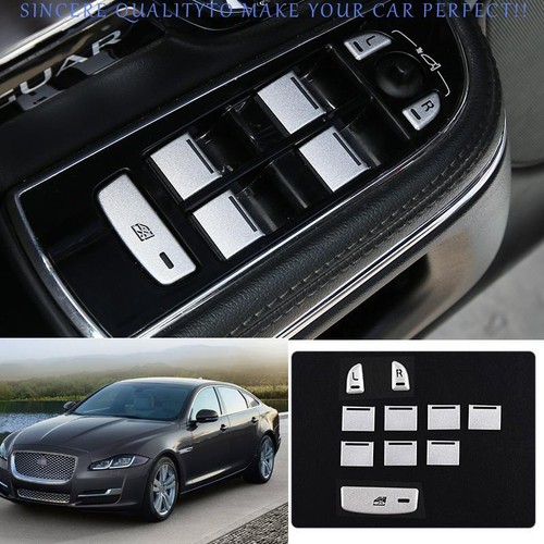 For Jaguar XJL 2010-2015 Silver Alloy Window Lift Lock Switch Button Sticker 10X - Picture 1 of 14
