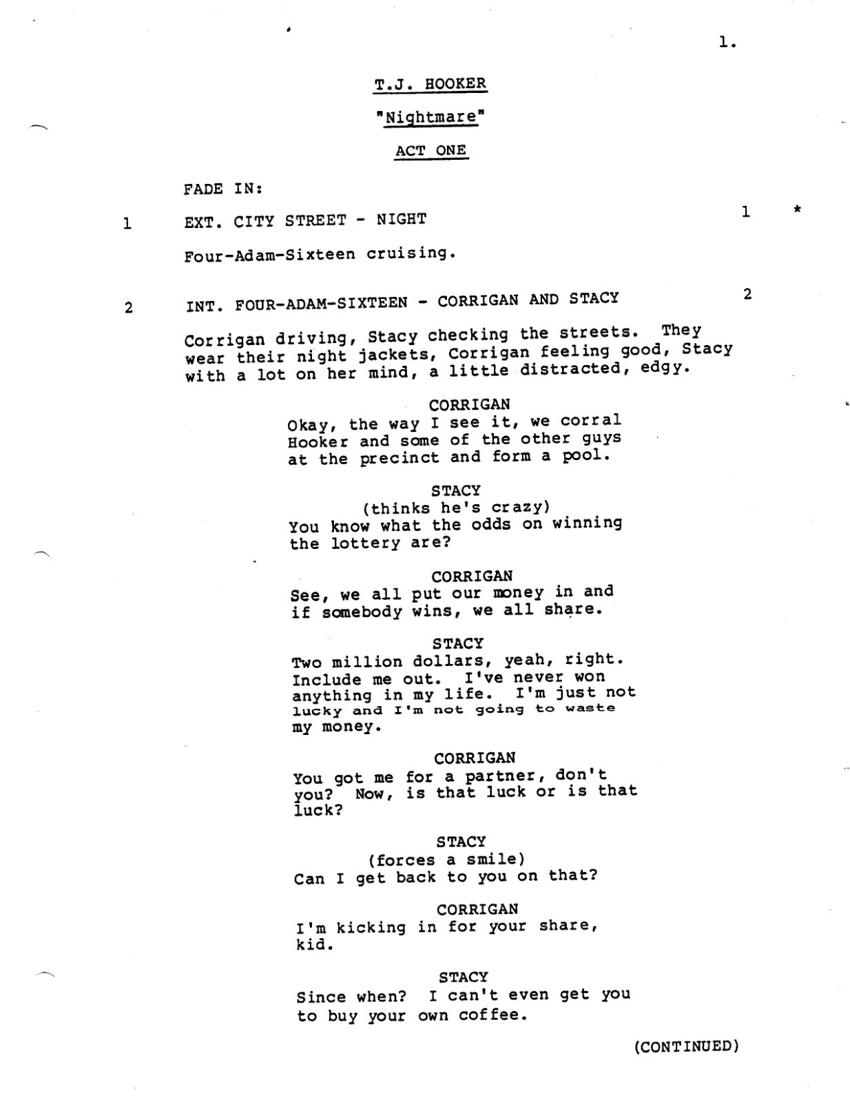 TJ HOOKER TV Series Script, William Shatner, Heather Locklear, James ...