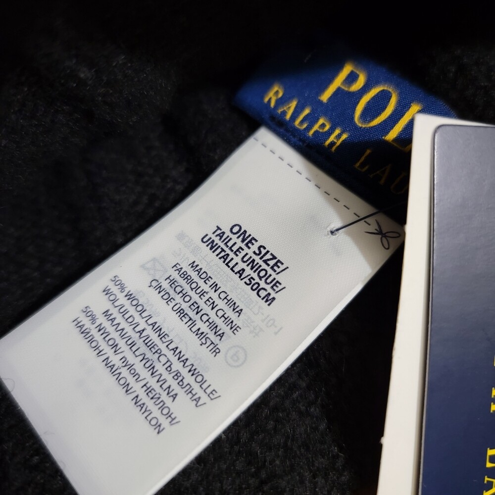 Polo Ralph Lauren Unisex Merino Cuffed Beanie Hat Pony Logo Black Red Wool New
