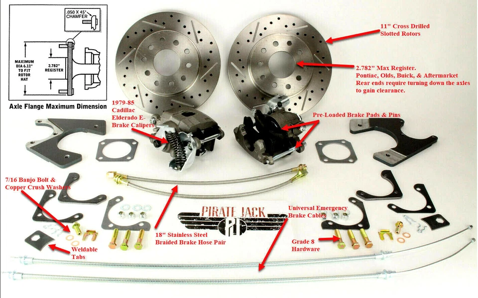 Задний дисковый тормоз Chevy 10 с 12 болтами в комплекте Chevelle El Camino, красный суппорт Cutlass - Изображение 3 из 4