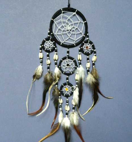 Black Dream Catcher Dreamcatcher With Cowrie Shells Bedroom Decoration New Gift - Picture 1 of 8
