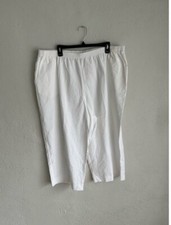 Alfred Dunner Plus 24W Womens Capri Pants White Lace-Up Detail Pull-on NWT 50